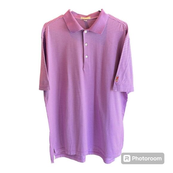 Men’s Peter Millar Purple Striped Polo Size Large - Picture 1 of 4
